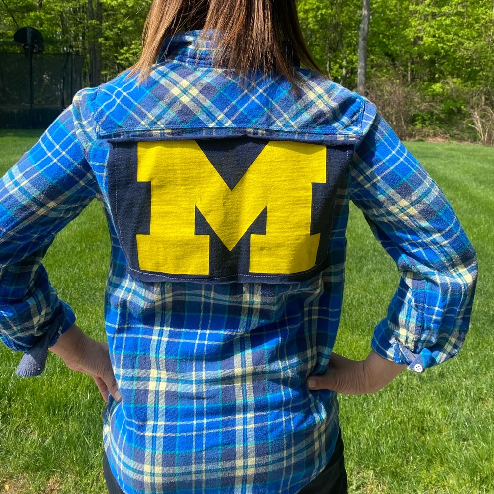 Vintage Upcycled So Jara Univ Michigan flannel